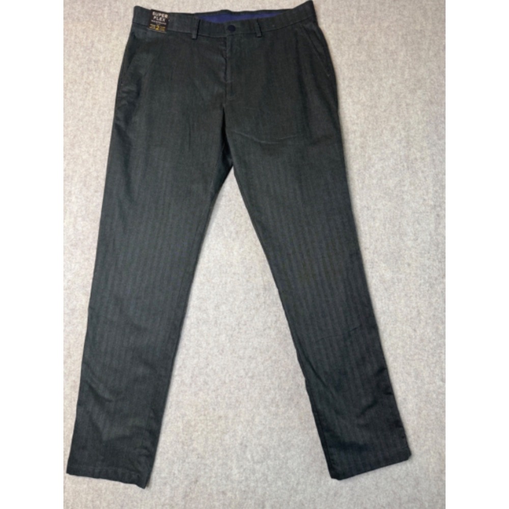 Haggar Modern Stretch Straight Fit Pants Mens 36x34 Grey Herringbone NWT